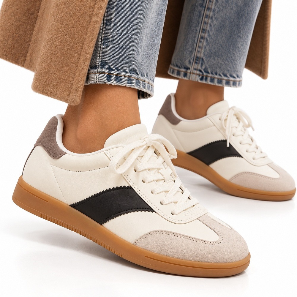 Universal Thread Spencer Sneakers Women 7.5 White Faux Leather Gum Sole New